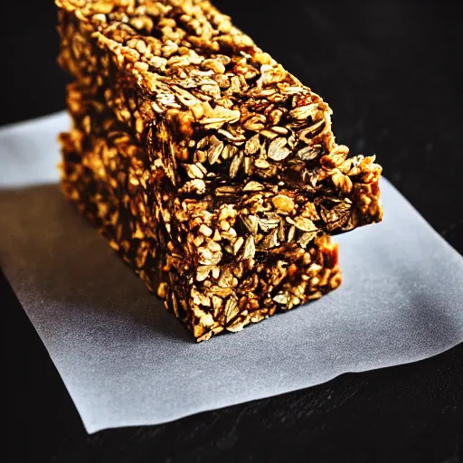 Image similar to high resolution photo of granola bar, michelin star, very tasty, food photography, instagram, trending