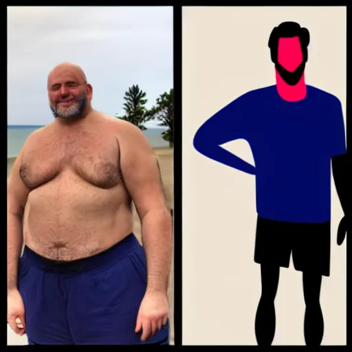 Image similar to a healthy man compared to an unhealthy man