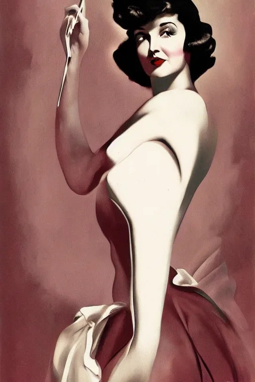 Prompt: painting of Audrey Horne by Rolf Armstrong