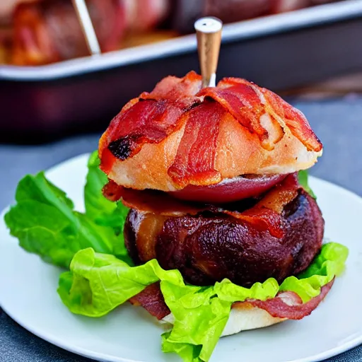 Image similar to bacon wrapped bacon cheeseburger