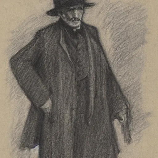 Image similar to occult detective by alfred stevens in charcoal