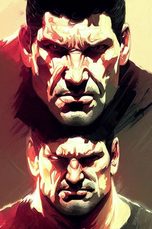 Prompt: a portrait of punisher ( frank castle ), fantasy, sharp focus, intricate, elegant, digital painting, artstation, matte, highly detailed, concept art, illustration, ambient lighting, art by ilya kuvshinov, artgerm, alphonse mucha, and greg rutkowski