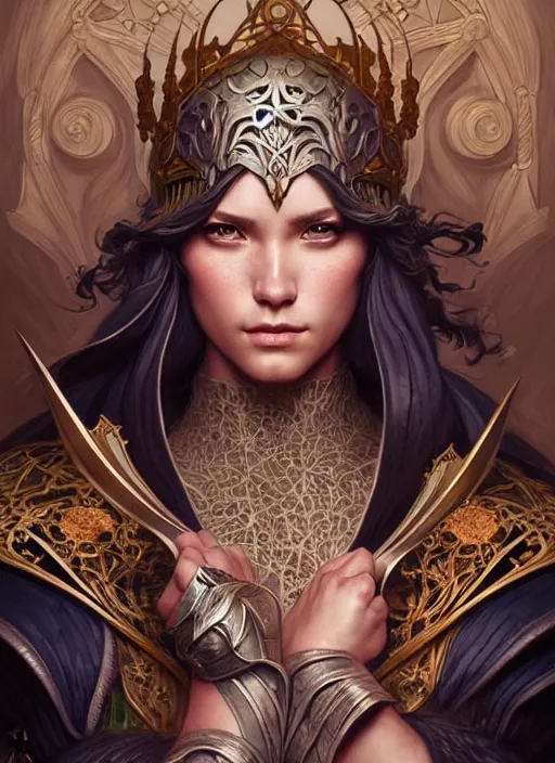 Image similar to Muscular and powerful medieval knight portrait, art nouveau, fantasy, intricate flower designs, elegant, highly detailed, sharp focus, art by Artgerm and Greg Rutkowski