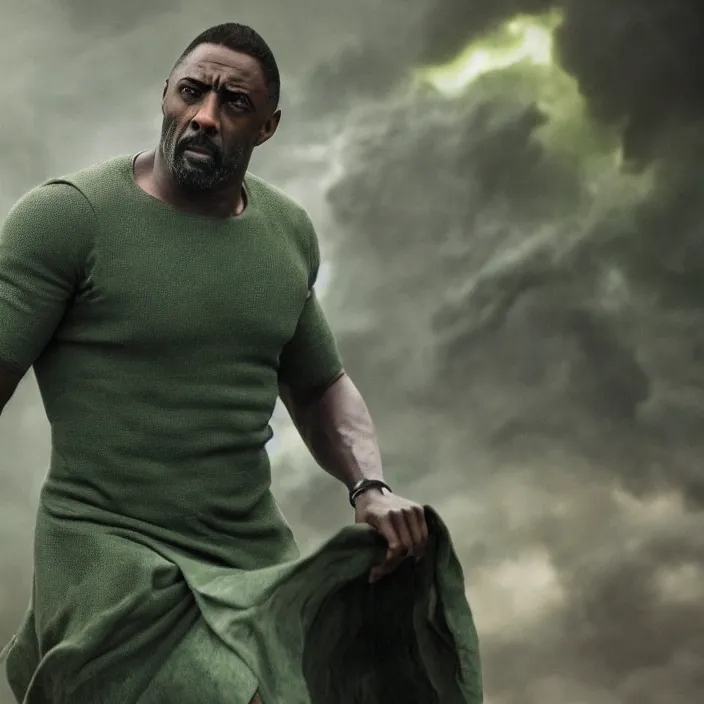 Prompt: film still of Idris Elba as Green Lanturn in new DC film, photorealistic 4k