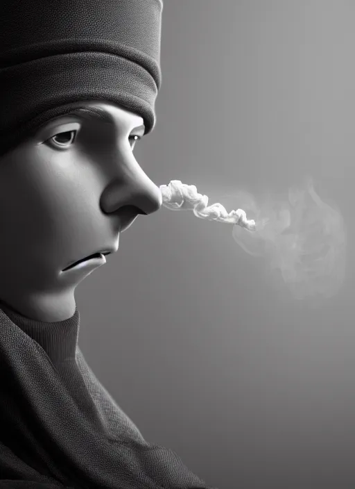 Image similar to an anthropomorphic beautiful male scientist portrait blowing smoke wearing black hoodie robe, binocular, fine art, award winning, intricate, elegant, sharp focus, octane render, hyperrealistic, wizard hat cinematic lighting, highly detailed, digital painting, 8 k concept art, art by jamie hewlett and z. w. gu, masterpiece, trending on artstation, 8 k