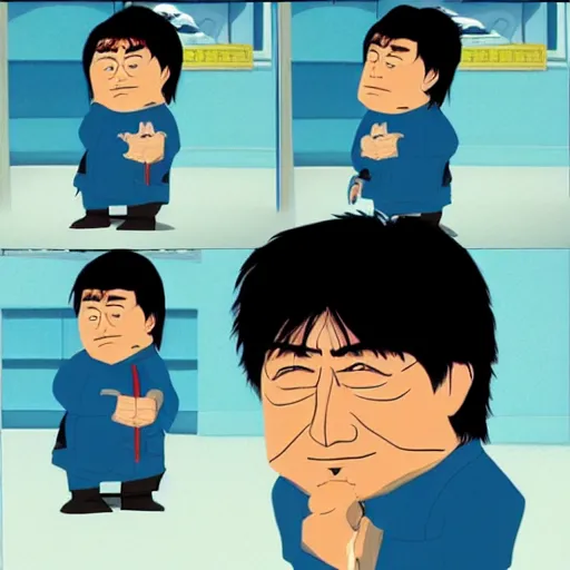 Image similar to jackie chan, in the style of south park