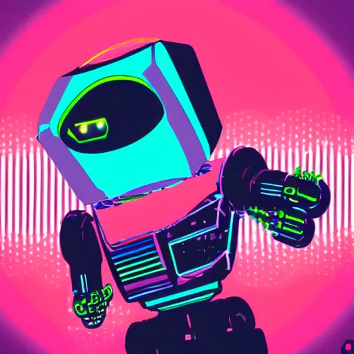 Image similar to soda cup fighting robot in synthwave style