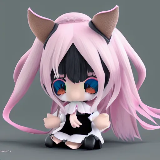 Image similar to cute fumo plush of a goat girl with horns, anime girl, witch, artstation, vray