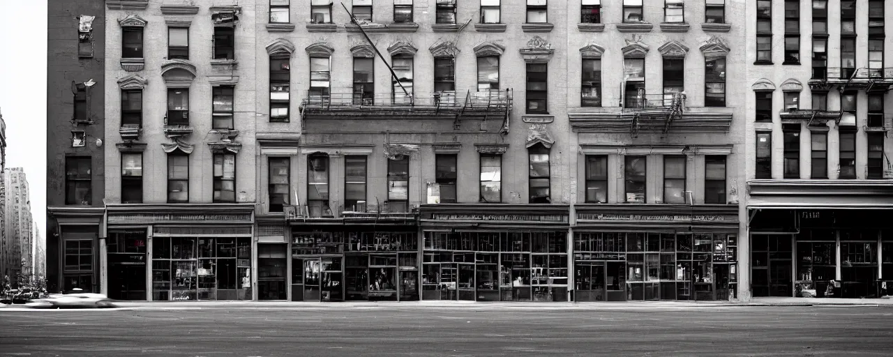 Prompt: building facade. storefronts. city block. new york