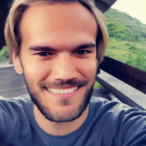 Image similar to Pewdiepie Selfie at a bridge