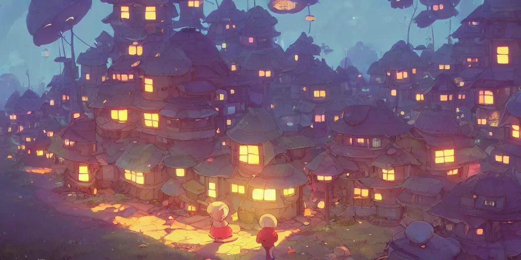 Image similar to mushroom houses in mushroom village by cory loftis & akihiko yoshida & james gilleard & atey ghailan & makoto shinkai & goro fujita & studio ghibli, rim light, exquisite lighting, clear focus, very coherent, plain background, soft painting, photorealistic, unreal engine 5, 4 k