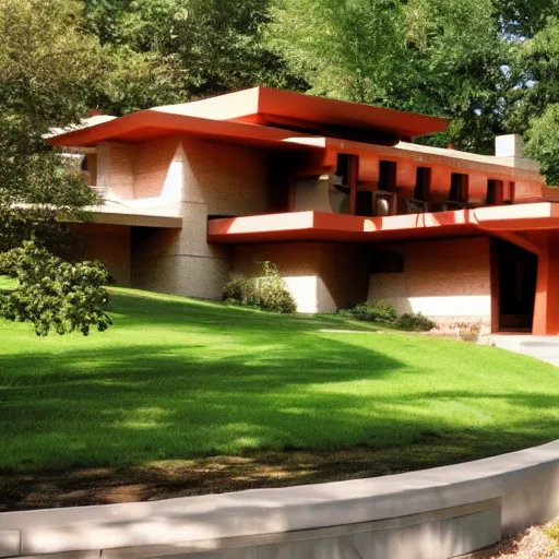 Prompt: a house designed by frank lloyd wright