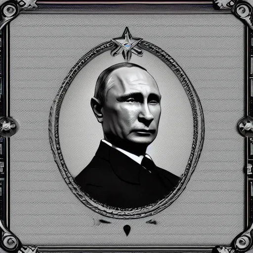 Prompt: vladimir putin in style of hoi 4 portrait