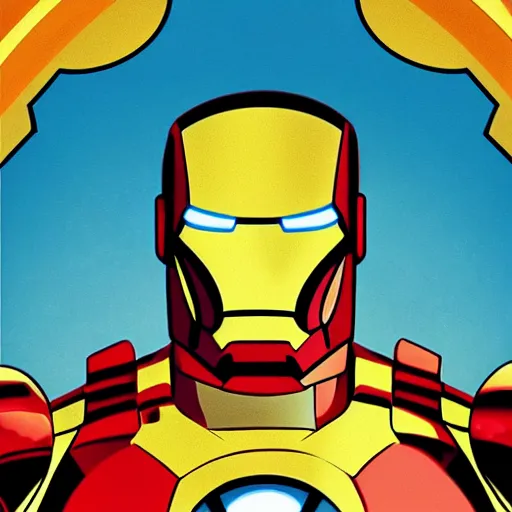 Image similar to iron man in old disney 9 0's style