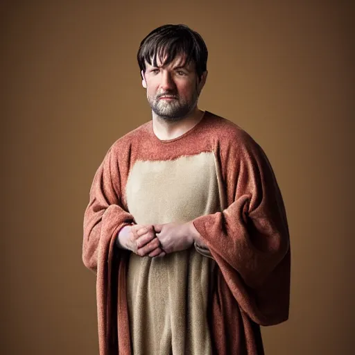 Image similar to richard iv the roman king, real human wearing cashmere pyjama, soft studio lighting, sigma lens photo,