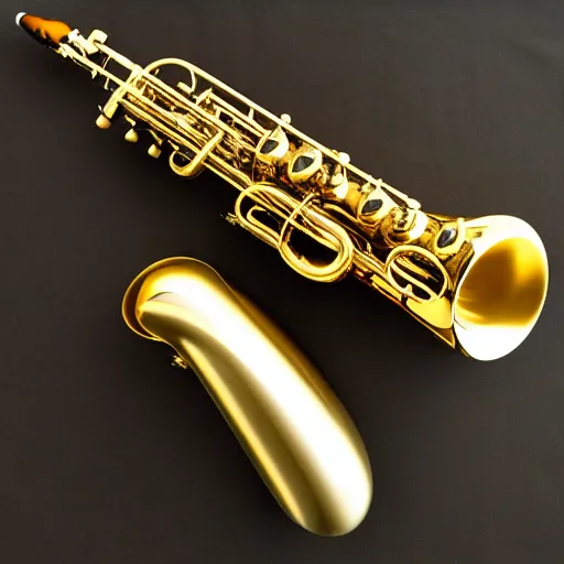 Prompt: an incredible new saxophone instrument that plays the most seductive music