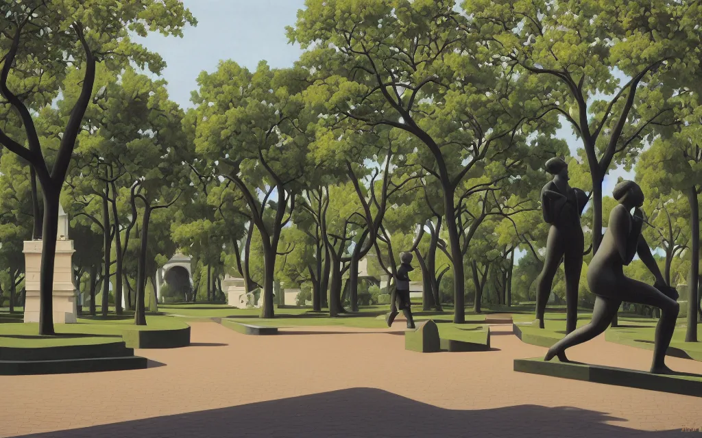 Image similar to the statue park in st. petersburg, by kenton nelson,