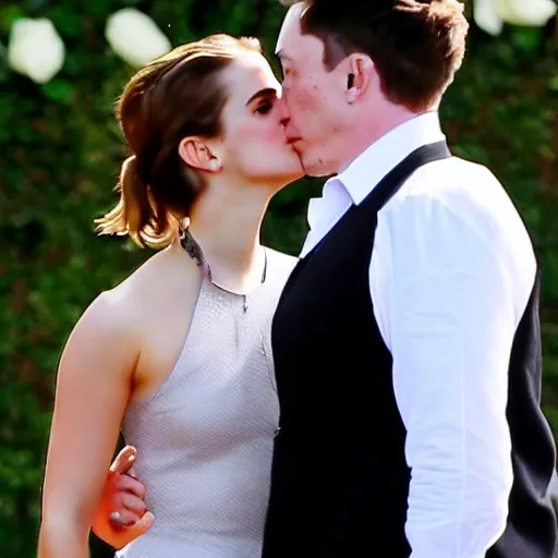 Image similar to emma watson and elon musk kissing at the funeral 4k photography