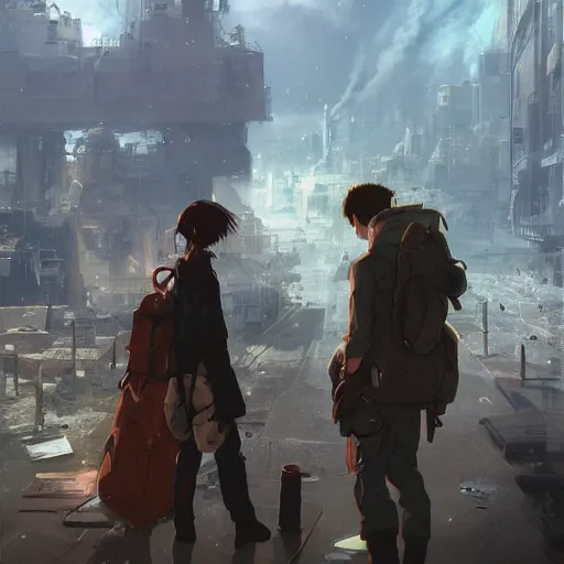 Image similar to the day after armageddon, by makoto shinkai, greg rutkowski, artstation, high detailed, cgsociety,