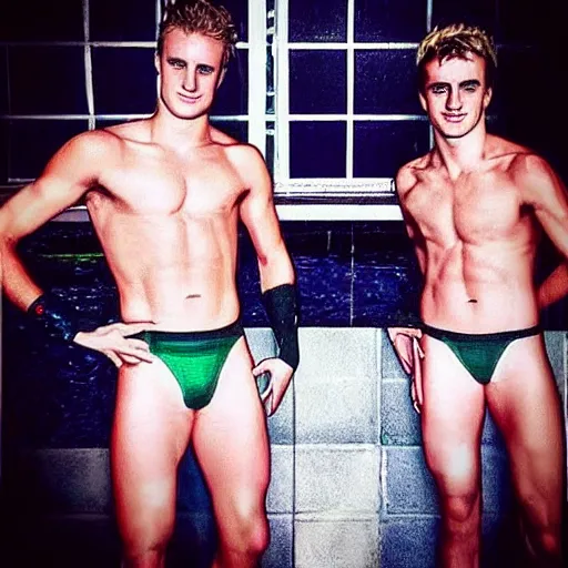 Prompt: “a realistic detailed photo of a guy who is an attractive humanoid who is half robot and half humanoid, who is a male android, British diver Jack Laugher & Chris Mears, shiny skin, posing like a statue, blank stare, by a diving pool, on display”