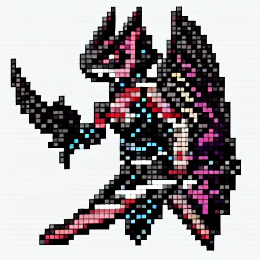 Image similar to Bahamut in a pixel art style