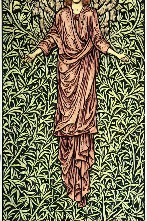 Image similar to Archangel Gabriel in the style of William Morris