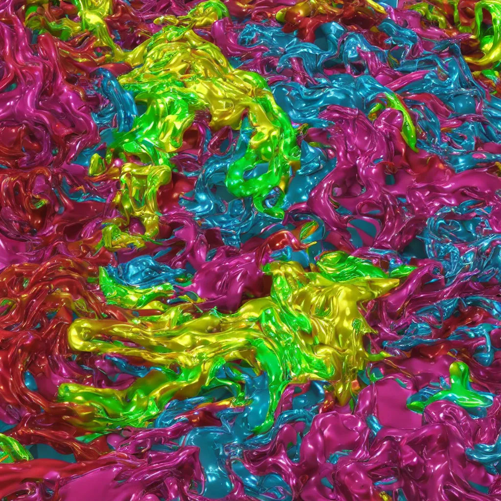 Image similar to painful pleasures by lynda benglis, octane render, colorful, 4 k, 8 k