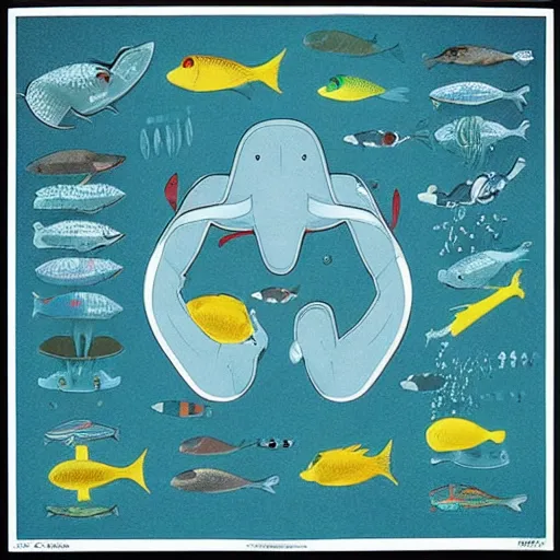 Prompt: “ chris ware ” aquatic horror shape canine medical diagram optical illusion 1 0 2 4 x 1 0 2 4