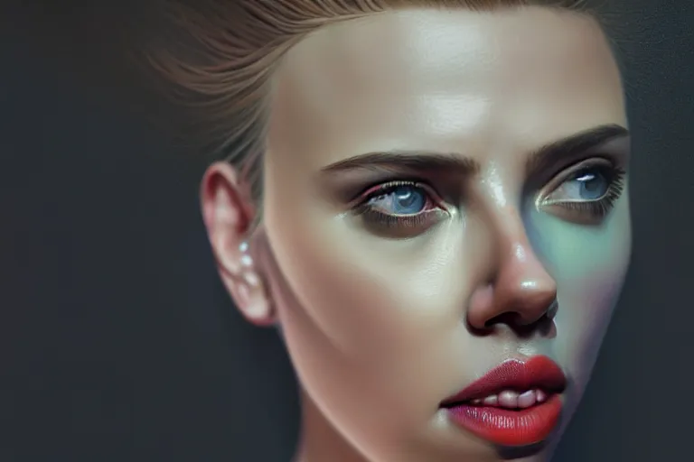 Prompt: surreal Portrait of Scarlett Johansson in dmt chromatic surreal liquid enviroment , elegant, highly detailed, smooth, photoreal, sharp focus, illustration, beautiful, geometric, dmt trending on artstation, cinematic, artwork by WLOP
