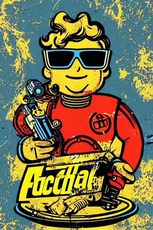 Image similar to fallout 7 6 retro futurist illustration art by butcher billy, sticker, colorful, illustration, highly detailed, simple, smooth and clean vector curves, no jagged lines, vector art, smooth andy warhol style