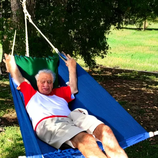 Image similar to my italian dad on a hammock