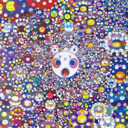 Prompt: Liminal space in outer space by Takashi Murakami