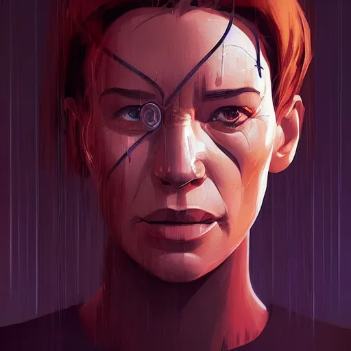 Image similar to face icon stylized minimalist terminator dark fate, loftis, cory behance hd by jesper ejsing, by rhads, makoto shinkai and lois van baarle, ilya kuvshinov, rossdraws global illumination