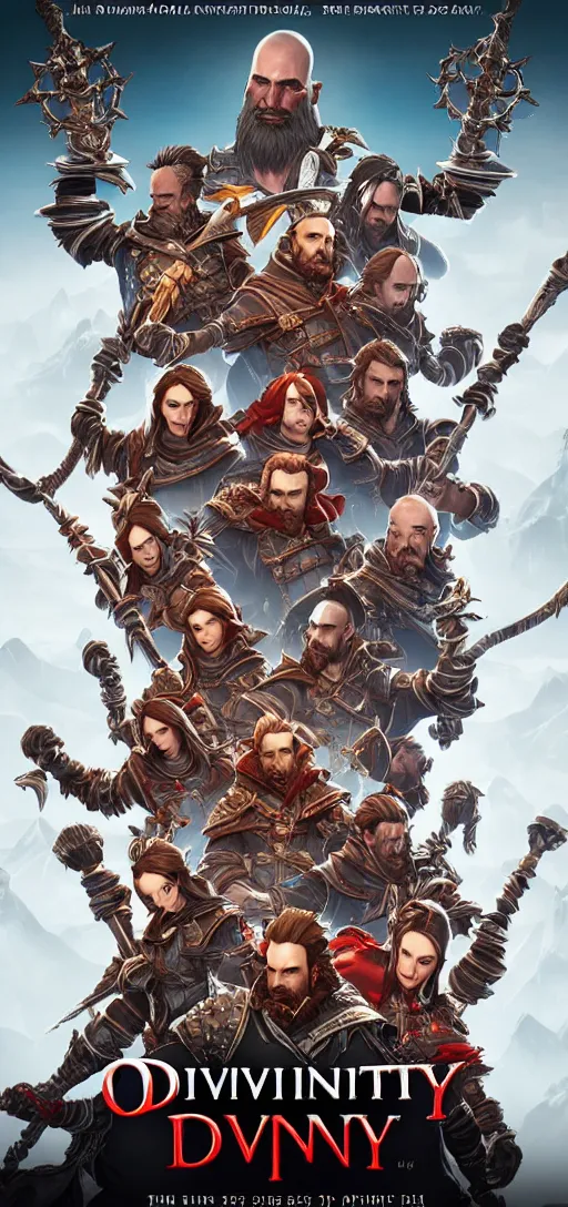 Image similar to divinity original sin 2 movie poster, high detail