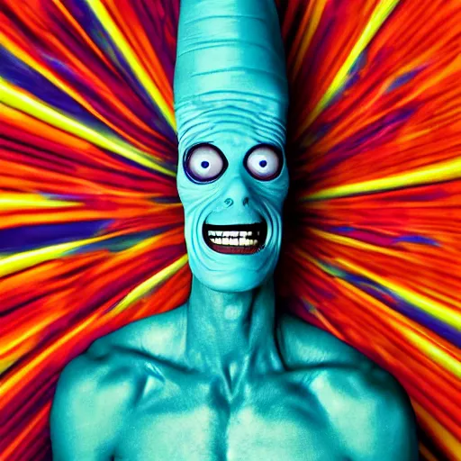 Image similar to UHD candid photo of Cosmic Beavis as cosmic Cornholio, UHD, photorealistic, correct face, real Beavis, photo by Annie Leibowitz