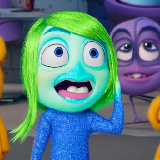 Image similar to billie eilish featured in inside out by pixar 4k