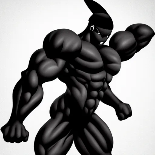 Image similar to muscular black pokemon, digital painting, aesthetic, minimalistic design, artstation