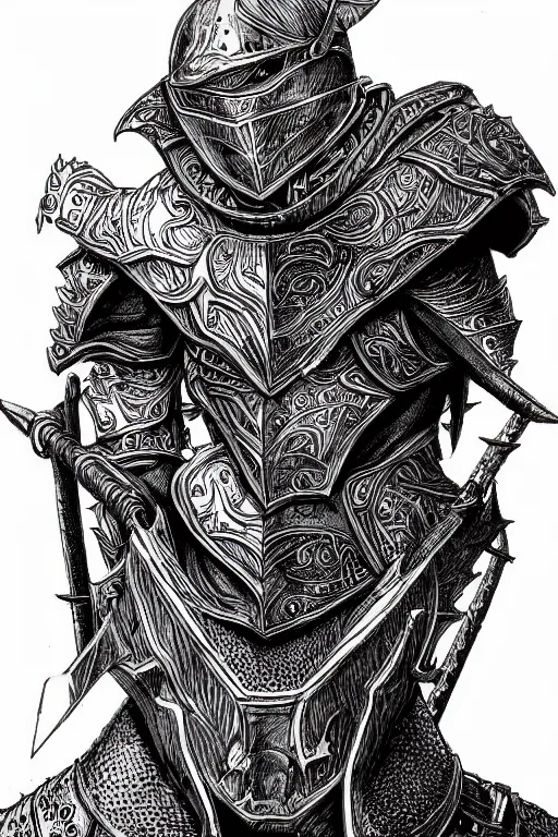 Image similar to armoured warrior, symmetrical, highly detailed, digital art, rose thorn themed armour, sharp focus, trending on art station, kentaro miura manga art style