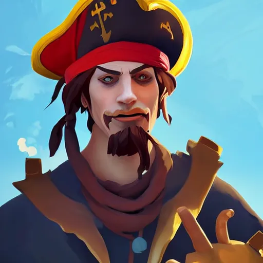 Image similar to painting jack the pirate on sea of thieves game avatar hero smooth face median photoshop filter cutout vector behance hd by jesper ejsing, by rhads, makoto shinkai and lois van baarle, ilya kuvshinov, rossdraws, illustration, art by ilya kuvshinov and gustav klimt