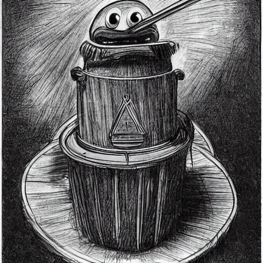 Prompt: Anatomical drawing of Oscar the Grouch from Sesame Street by Leonard da Vinci”