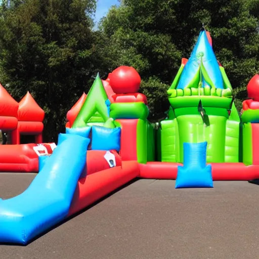 Prompt: a big inflatable castle.