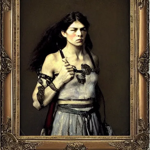 Image similar to female warrior by alfred stevens