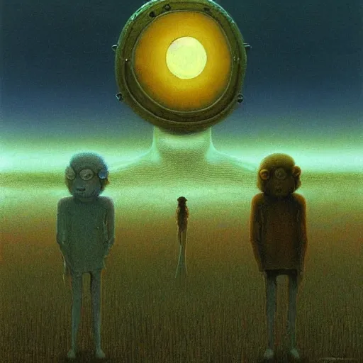 Image similar to rick and morty by zdzislaw beksinski