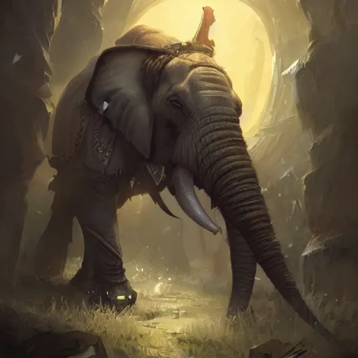 Prompt: elephant as a deathknight from world of warcraft by greg rutkowski