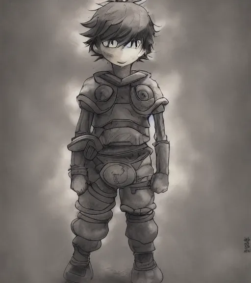 Image similar to attractive little boy wearing an cyborg bear suit, artwork in kentaro miura and made in abyss and inazuma eleven, smooth, beautiful lightness, anatomically correct, trending on pixiv, sensual composition, realistic