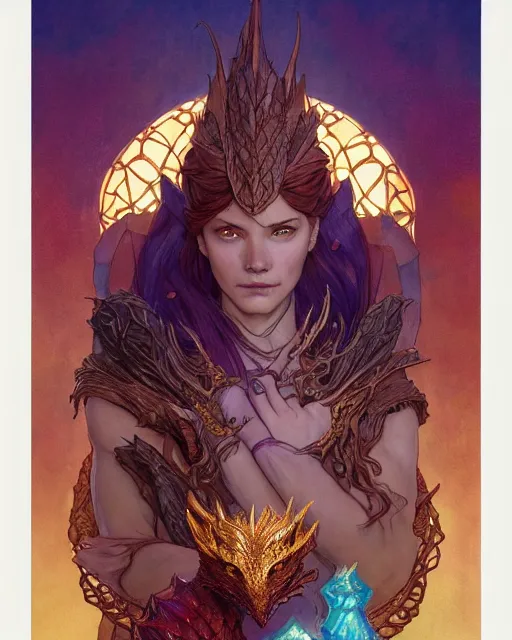 Image similar to smaug the dragon with soul stone in fore head, highly detailed, gold filigree, romantic storybook fantasy, soft cinematic lighting, award, disney concept art watercolor illustration by mandy jurgens and alphonse mucha and alena aenami, pastel color palette, featured on artstation