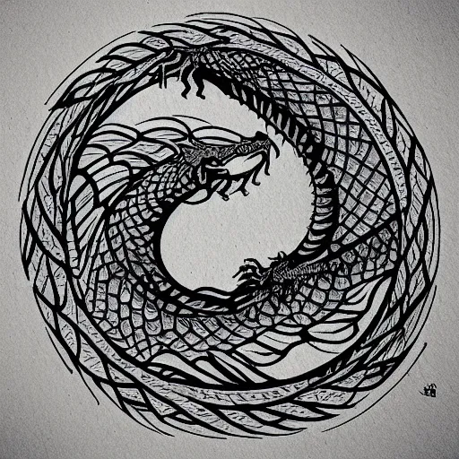 Prompt: “fire breathing dragon, geometric drawing”