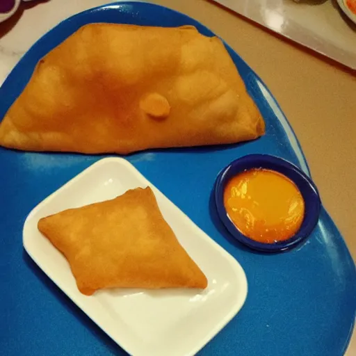 Image similar to doraemon eating samosa