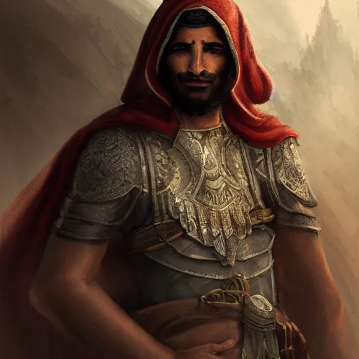 Image similar to Arab man, high resolution fantasy concept art, realistic, intricate details, soft lighting