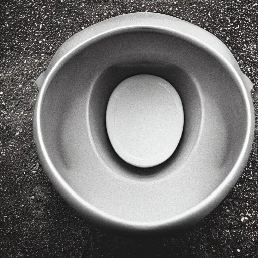Prompt: toilet bowl in the middle of a road, depth of field